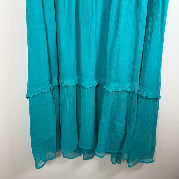 Sundance Gauze Layered BOHO Flowy Tiered Peasant Midi Dress Teal Size XXL 2XL - Picture 2 of 6